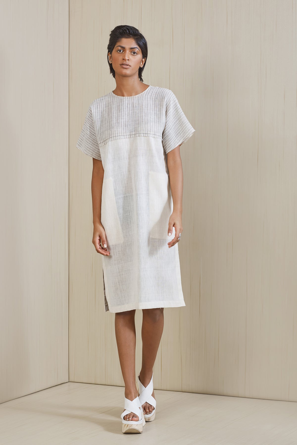 TAN SHIFT DRESS